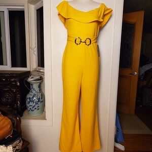 J For Justify Mustard Yellow Belted Jumpsuit